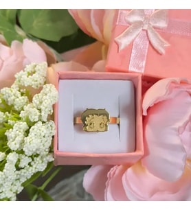 Betty Boop Figürlü Yüzük 925K Gümüş (Gold)