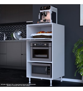 Modilayn SİLVA 1 Kapaklı 59,6 x 119,2 x 56 cm Bölmeli Ekmeklikli Mini Midi Mikrodalga Fırın Dolabı