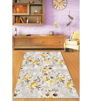 Sarı Çiçekli Kaymaz Tabanlı Makinede Yıkanabilir Halı BH01 - 100 x 160 cm