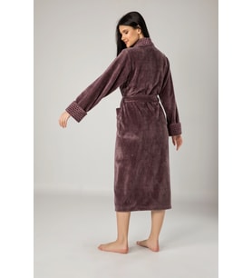 Mor Yaka Pitikare Bambo Cotton Bayan Bornozu (Mor)