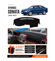 HYUNDAİ SONATA (2004-2007) Uyumlu Torpido Örtüsü Torpido Kılıfı - Siyah Kırmızı