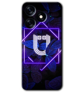 Tecno Spark 10C Kılıf HD Desen Baskılı Kılıf - Dark Neon Yaprak Ü Harfi