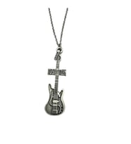 Led Zeppelin Elektro Gitar Figürlü Unisex Kolye – Rock Tarz Takı - 60 cm (Gümüş)