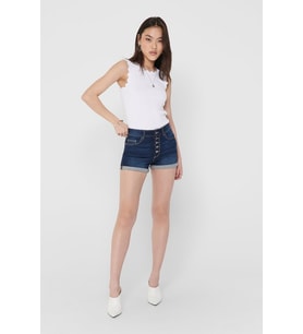 Only Kadın Düğmeli Denim Mavi Kot Şort - 15193715 (Mavi)