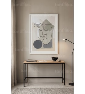 Soyut Yüz Çizimi Minimalist 1. Kalite Ahşap Çerçeveli Tablo