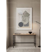 Soyut Yüz Çizimi Minimalist 1. Kalite Ahşap Çerçeveli Tablo
