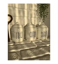 3'lü Porselen 1400ml Tea/Coffee/Sugar Kavanoz Seti