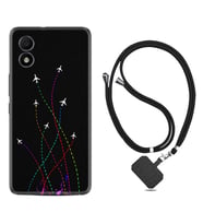 TCL 303 Kılıf Silikon Boyun Askılı İpli Desenli Silikon Line Planet 1736