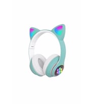 Pazariz Rgb Işıklı Kedi Kulak Kulaküstü Bluetooth Kulaklık Mavi