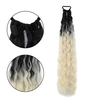Lastik Tokalı At Kuyruğu Kabarık Afro Daalı / Siyah / Platin Ombre