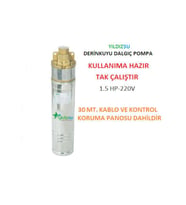 Yıldız Su 1.5 Hp-220V-Motorlu 4" Derinkuyu Preferikal Dalgıç Pompa+30 Mt. Kablo+Pano