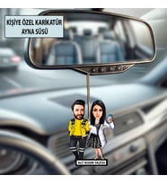 Sevgiliye Özel Karikatür Att ve hemşire Ayna Süsü – Sevgililer Günü Hediyesi Araç İçi Süs