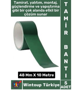 Uzun Ömürlü Su Nem Küfe Dayanıklı Çok Amaçlı YEŞİL Montaj Onarım Tamir Bantı 48 Mm X 10 Metre 5 Adet