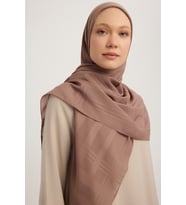 MıssColor A25256 Jakarlı Ekose Şifon Eşarp 120x120cm - Beyaz (Vizon)