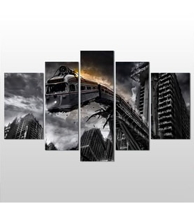 Tren Kazası  Kanvas Tablo 155x90cm (Karışık)