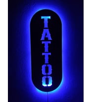 Tattoo Dövme Led Işıklı Ahşap Tablo Tabela