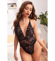 Mulvxbrf Brf02 Kadın Siyah Zarif Dantel Sırtı İp Askılı Babydoll Gecelik (Mulvix)