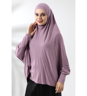 Gül Kurusu Hazır Pratik Sultanbaş Tesettür Kollu Penye Sufle Eşarp Hijab