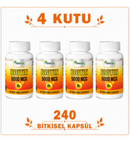 Biotin 5000 mcg 4 Kutu 240 Bitkisel Kapsül – Biotin Takviye Edici Gıda
