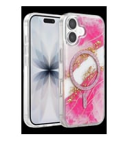 Onegif Apple İphone 16 Lotus Simli Magsafe Kapak - Pembe