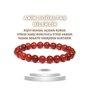 Nelleovana Akik Kırmızı Doğal Taş Bileklik ( Nazara Karşı Koruma ) 8 Mm % 100 Gerçek