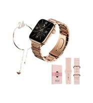 Iphone 6 Plus Uyumlu Watch 9 Series G9 Mini Bileklik Hediyeli Metal+Silikon Kordonlu Akıllı Saat (Rose - Gold)