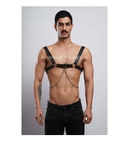 Erkek Gömlek Kemeri, Zincirli Göğüs Harness, Partywear, Clubwear (Siyah)