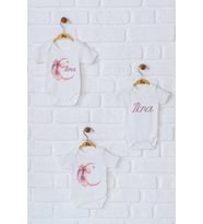 Pia Baby Premium %100 Pamuk İsme Özel Organik Baskılı Üçlü Set Çıtçıtlı Bebek Body Zıbın Modelleri 5065-18 (Ekru)