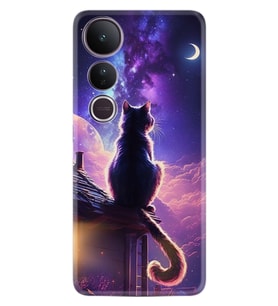 Vivo V50 Lite Kılıf Boutique Baskılı Resimli Damdaki Kedi Pcode -091