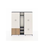 Arges Dolap 14 Raflı 4 Çekmeceli Tek Askılı 220x30x243 Antrasit-Aytaşı/Çam