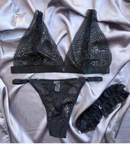 Kişiye Özel Star Dantel Model Siyah Bralet Sütyen Takımı