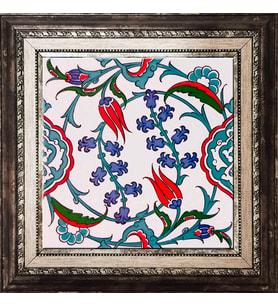 Armada Çini 20x20 Cm Ac 5 İznik Dönence Çiçek Desenli Çini Pano