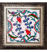 Armada Çini 20x20 Cm Ac 5 İznik Dönence Çiçek Desenli Çini Pano
