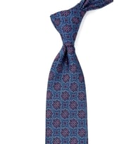 Mavi Motif Desen Mendilli Klasik Kravat KK12681