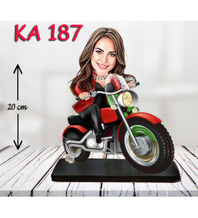 Kişiye Özel Ahşap Biblo - Motor Kullanan Kadın Karikatür Biblo