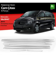 Mercedes Vito Uyumlu W447 Krom Cam Alt Çıtaları 8 Parça. (Tek Sürgülü Kapı-L1 Kısa Şasi) 2014