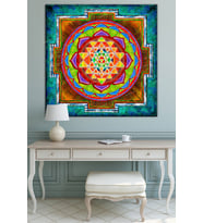 Yaşam Çiçeği Kutsal Geometri Sri Yantra Kanvas Tablo (100x10 Cm)