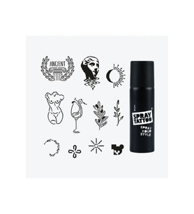 Ephesus City Pack Spray Tattoo Geçici Dövme Seti 11 Desen 1 Siyah Sprey