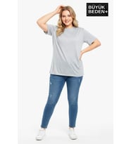 Büyük Beden Kadın Basic Tişört – Pamuklu Düz T-Shirt 3XL-6XL SPR26BTSK10