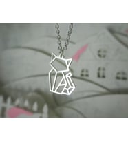 Gümüş  Origami Kedi Kolye