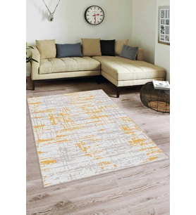 Sarı Vintage Kaymaz Tabanlı Makinede Yıkanabilir Halı ES03 - 100 x 160 cm