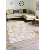 Sarı Vintage Kaymaz Tabanlı Makinede Yıkanabilir Halı ES03 - 100 x 160 cm