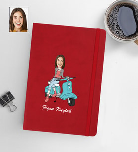 Kişiye Özel Kadın Model 13x21 Kırmızı Defter-53