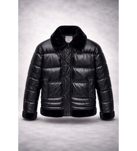 Premium Kürklü Düğme Detaylı Şişme Mont (Siyah)