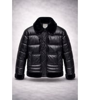 Premium Kürklü Düğme Detaylı Şişme Mont (Siyah)