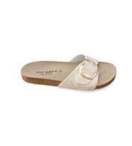 Fly Soft S042.020 Kadın Tek Tokalı Mantar Taban Yazlık Comfort Terlik (Bej)