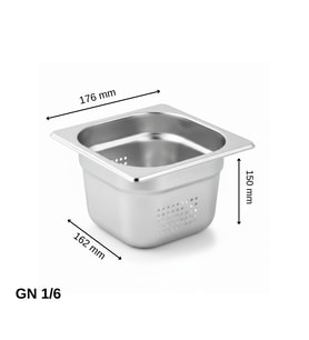 ÜRET Delikli Gastronom Küvet GN 1/6 150 mm 2.4 lt
