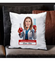 Kişiye Özel Hediye En Başarılı Kadın Hermatolog Karikatürlü Yastık