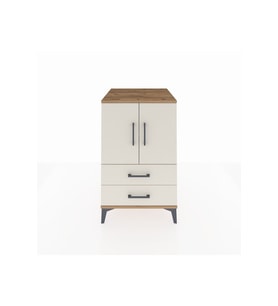 Kronos Komodin 2 Raflı 2 Çekmeceli 2 Kapaklı 60x59x96 Çam-Aytaşı