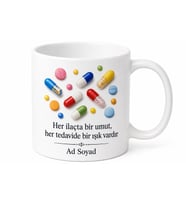 İlaç Kapsülü Temalı Baskılı Kupa Bardak Eczacı Hediye Porselen Mug